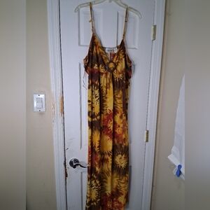 Tie-Dye Maxi Dress with Ring Detail By Caren Sport